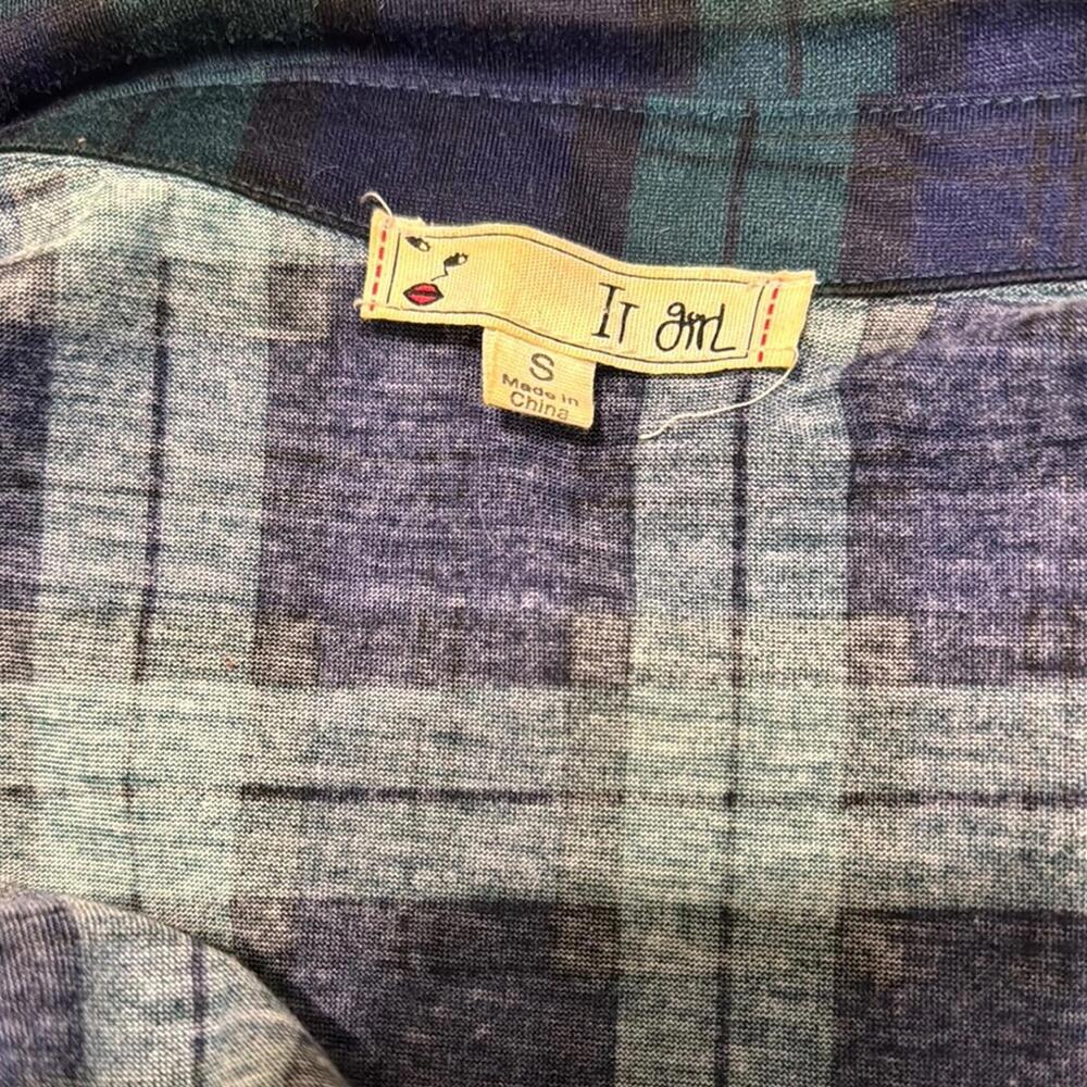 It Girl Green and Blue Plaid Shirt Dress with Belt - Picture 10 of 13